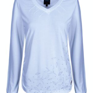 Sportlich-elegant und samtig auf der Haut - dieses Langarm-Shirt von Soquesto überzeugt durch Qualität und Design. Ein lässiger Schnitt und ein dezentes Floralmuster in silber