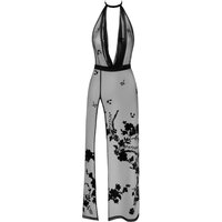 Kleid aus Stretchnetz mit Samtflockprint