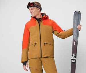 Skijacke, orange/braun