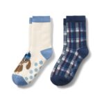 2 Paar Kleinkinder-Antirutsch-Socken mit Dackel-Jacquard