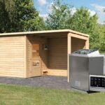 Karibu Saunahaus-Set »Rahlau A«, inkl. 9 kW-Bio-Ofen mit externer Steuerung