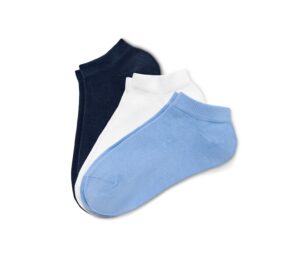 3 Paar Sneakersocken, weiß und blau