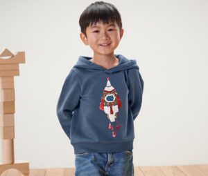 Kinder-Sweatshirt mit Wendepailletten, Rakete oder Print (Gr. 86/92)