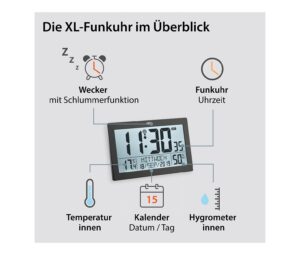 XL-Funkwanduhr mit Thermometer und Hygrometer - Image 4