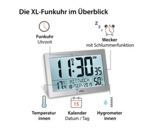 Digitale XL-Funk-Tischuhr mit Thermometer und Hygrometer - Image 4