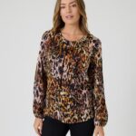 Bluse mit Print und Kettendetail