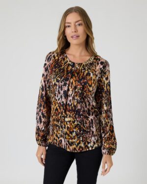 Bluse mit Print und Kettendetail