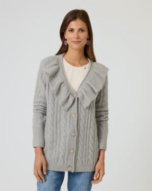 Cardigan mit Rüschenbesatz