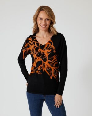 Classic Pullover "herbstliche Blume"