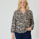 Jerseybluse mit Zebra-Print