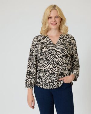 Jerseybluse mit Zebra-Print