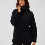 Kuschel-Longpullover mit Knopfdetails