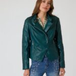 Lederjacke mit Flecht-Details