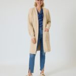 Long-Cardigan mit Zopfmuster