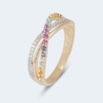 Multi-Edelstein-Ring mit Diamant