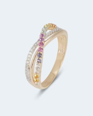 Multi-Edelstein-Ring mit Diamant