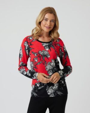 Pullover im Blumendesign mit Farbverlauf