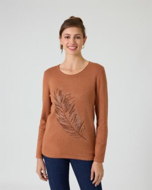 Pullover im Federdesign