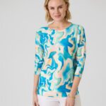 Pullover mit Aquafarbenprint