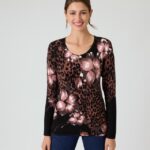 Pullover mit Blumen- und Animal-Druck