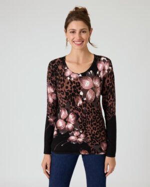 Pullover mit Blumen- und Animal-Druck