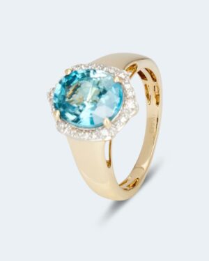 Ring mit blauem Zirkon & Diamanten