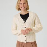 Strickjacke mit Zopfmuster