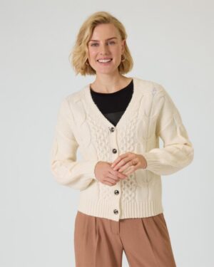 Strickjacke mit Zopfmuster