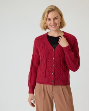 Strickjacke mit Zopfmuster