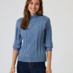 Zopfstrickpullover mit Perlen